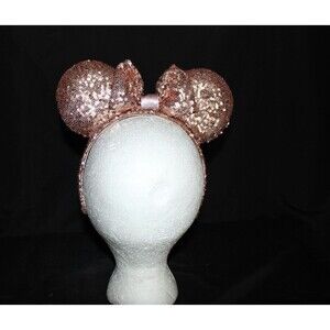 Disney Parks Rose Gold Sequined Minnie Mouse Ears And Bow Headband